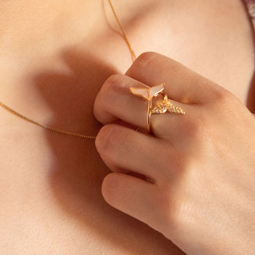 Anillo Baño de Oro Cola de Ballena Modelo