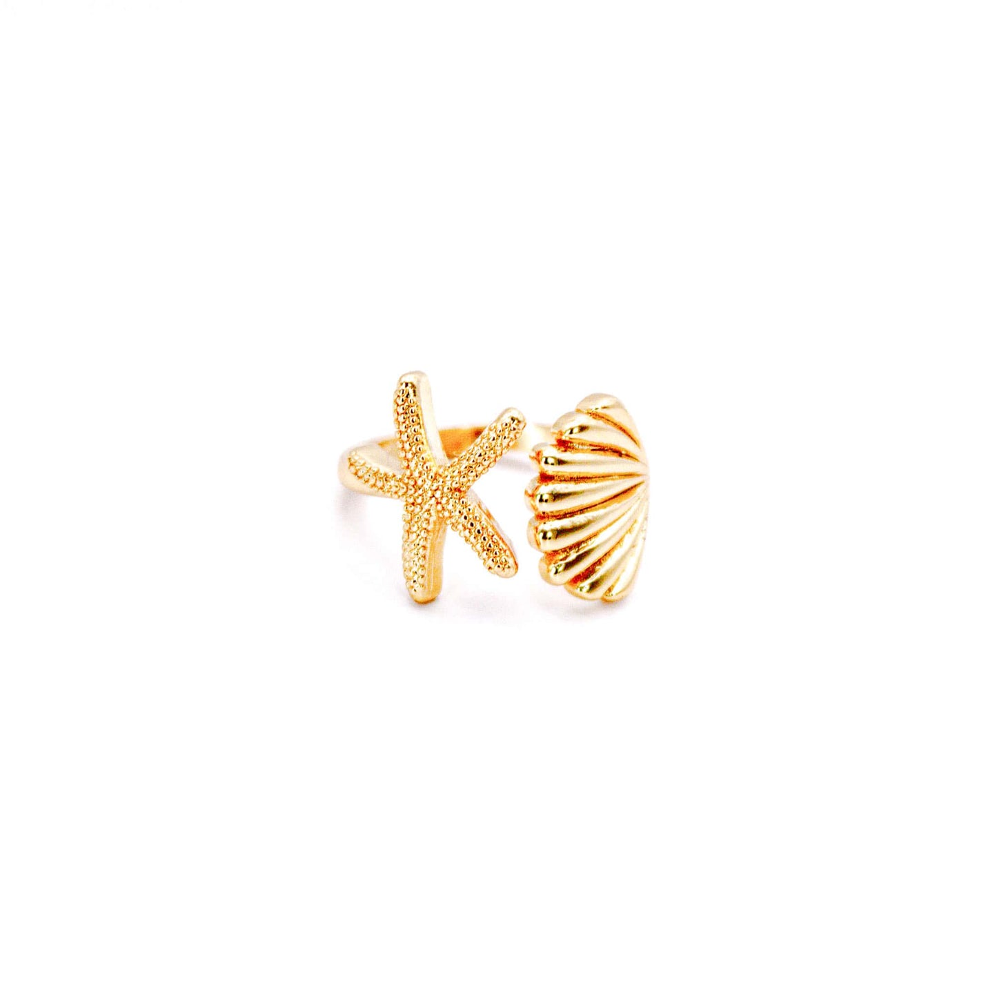 Anillo Baño de Oro Conchita y Estrella de Mar