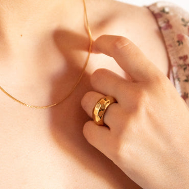 Anillo Baño de Oro Piedra Rustica Modelo