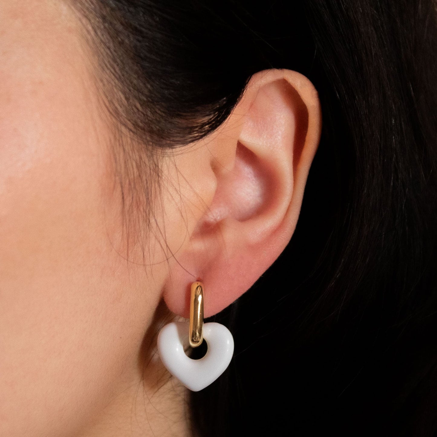 Aros Corazón Enamora Blanco Modelo