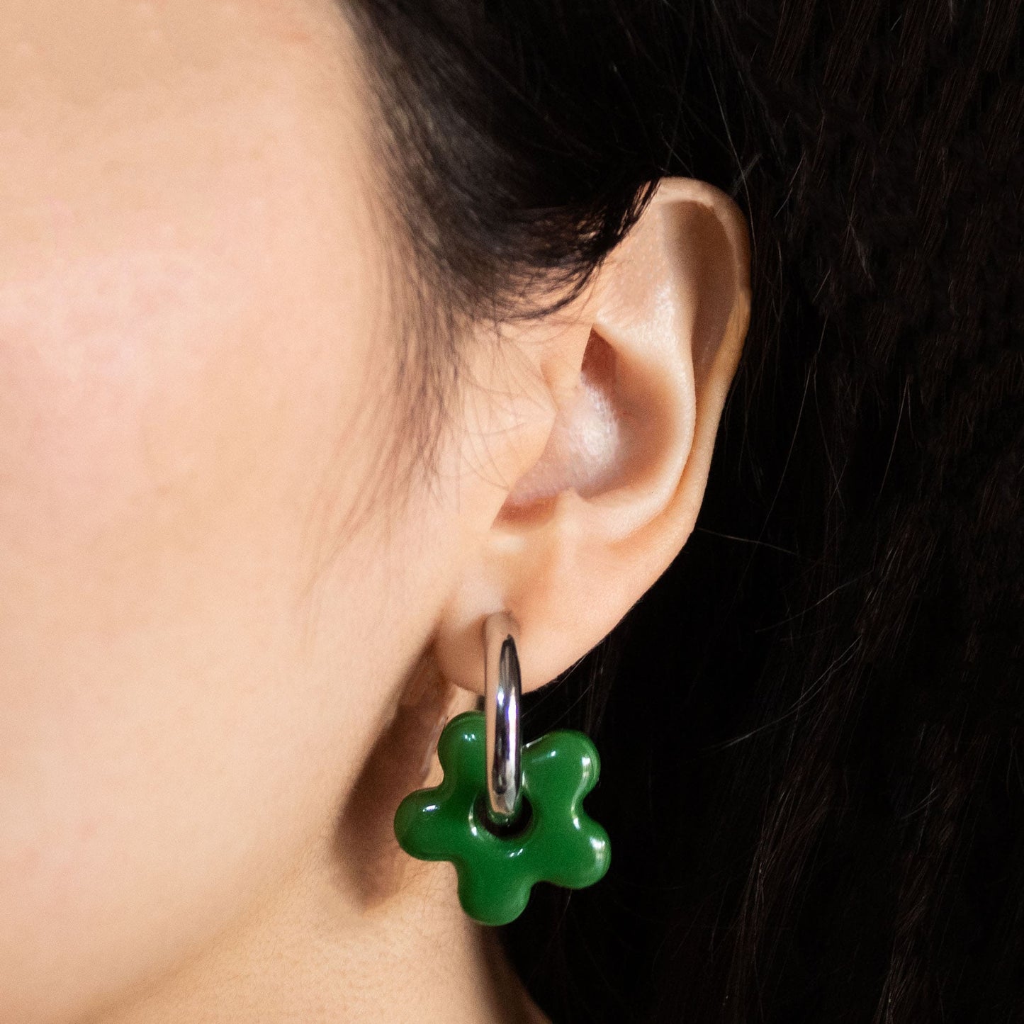 Aros Flor Jade Silver modelo