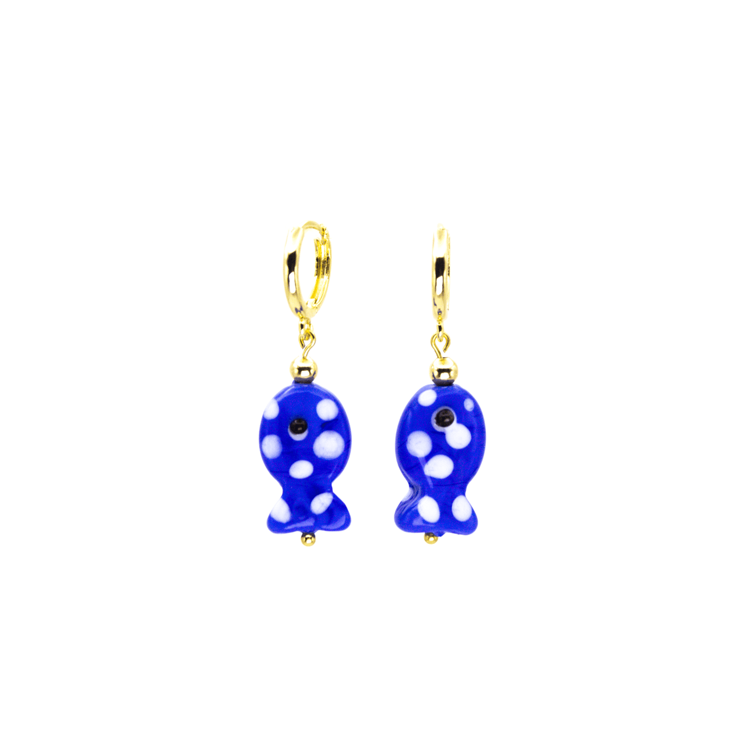Aros Pez Azul Baño en Oro