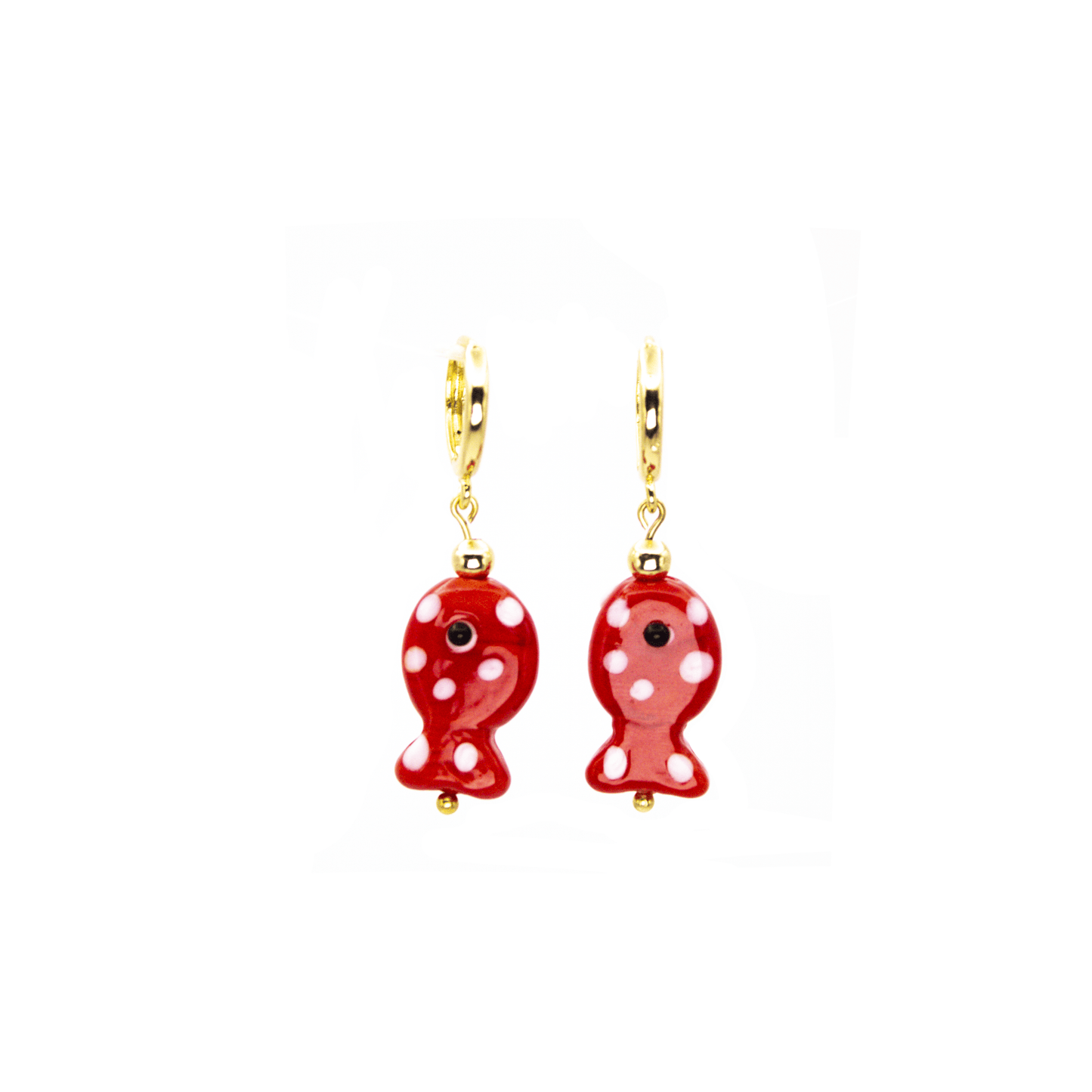 Aros Pez Rojo Baño en Oro