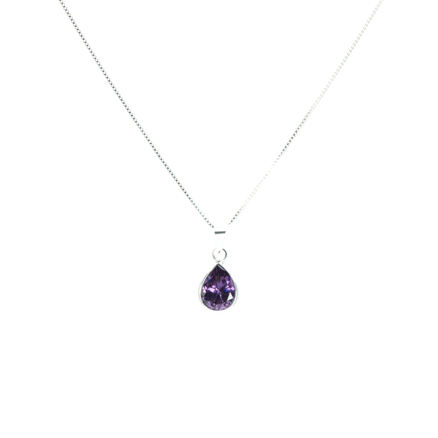 Collar Gota Morada Plata 925
