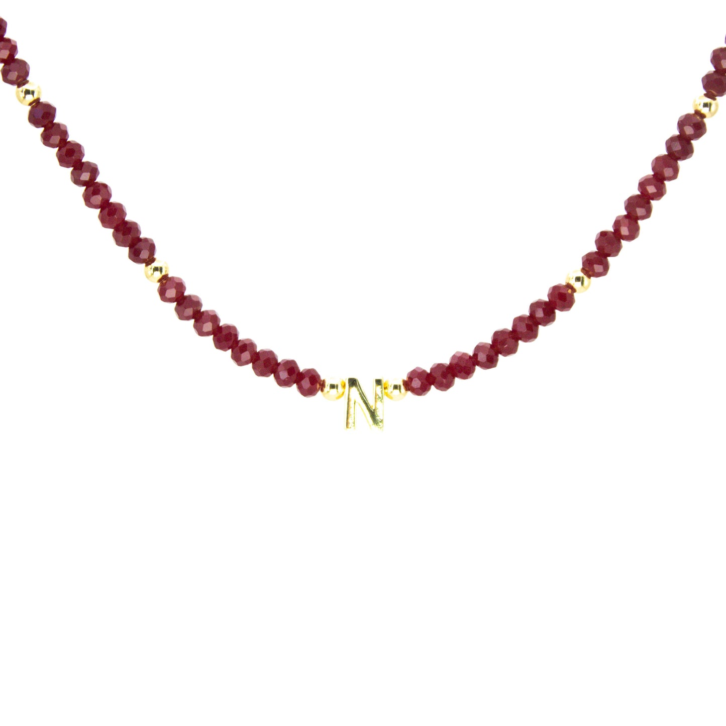 Collar Inicial Cristales Rojo