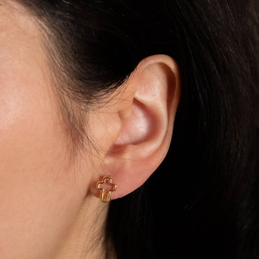 Aros 'Cruz Dorada' Enchape en Oro