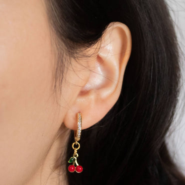 Aros 'Cereza Mini' Baño en Oro