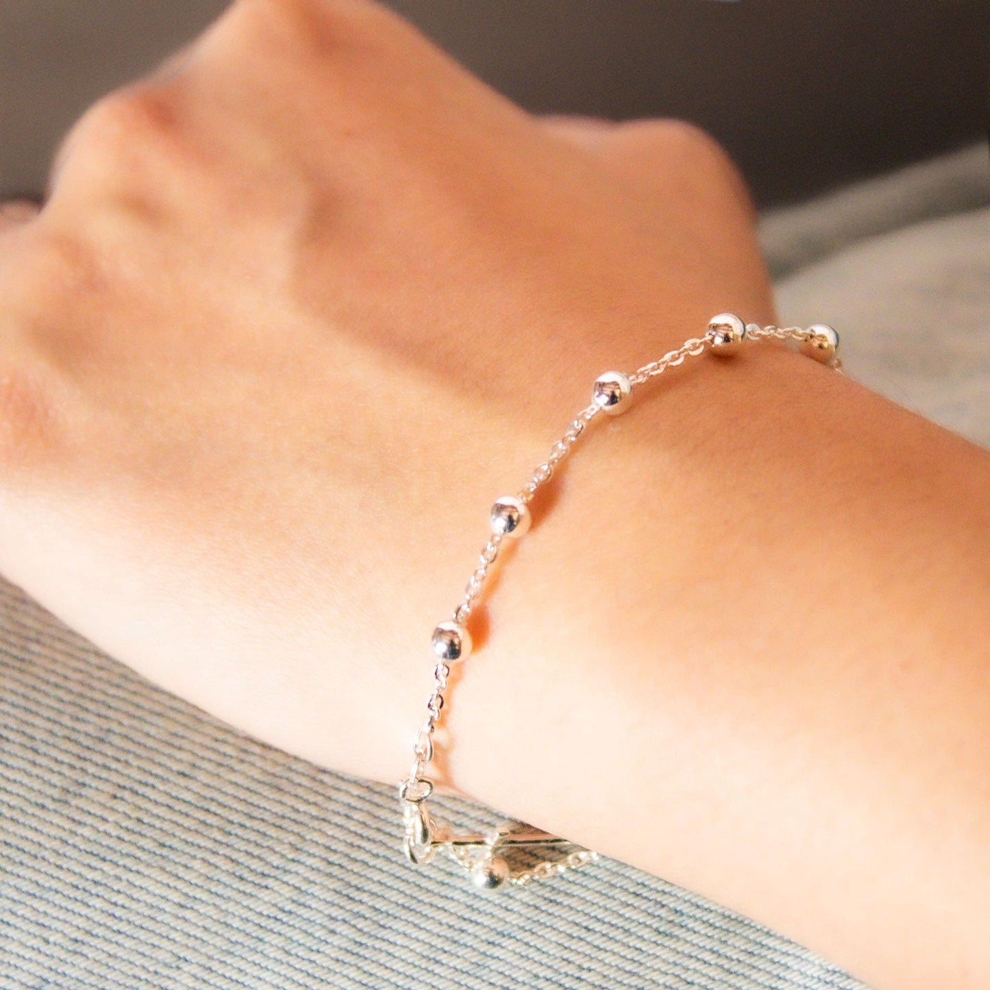 Pulsera Plata925 Cruz y esferas modelo