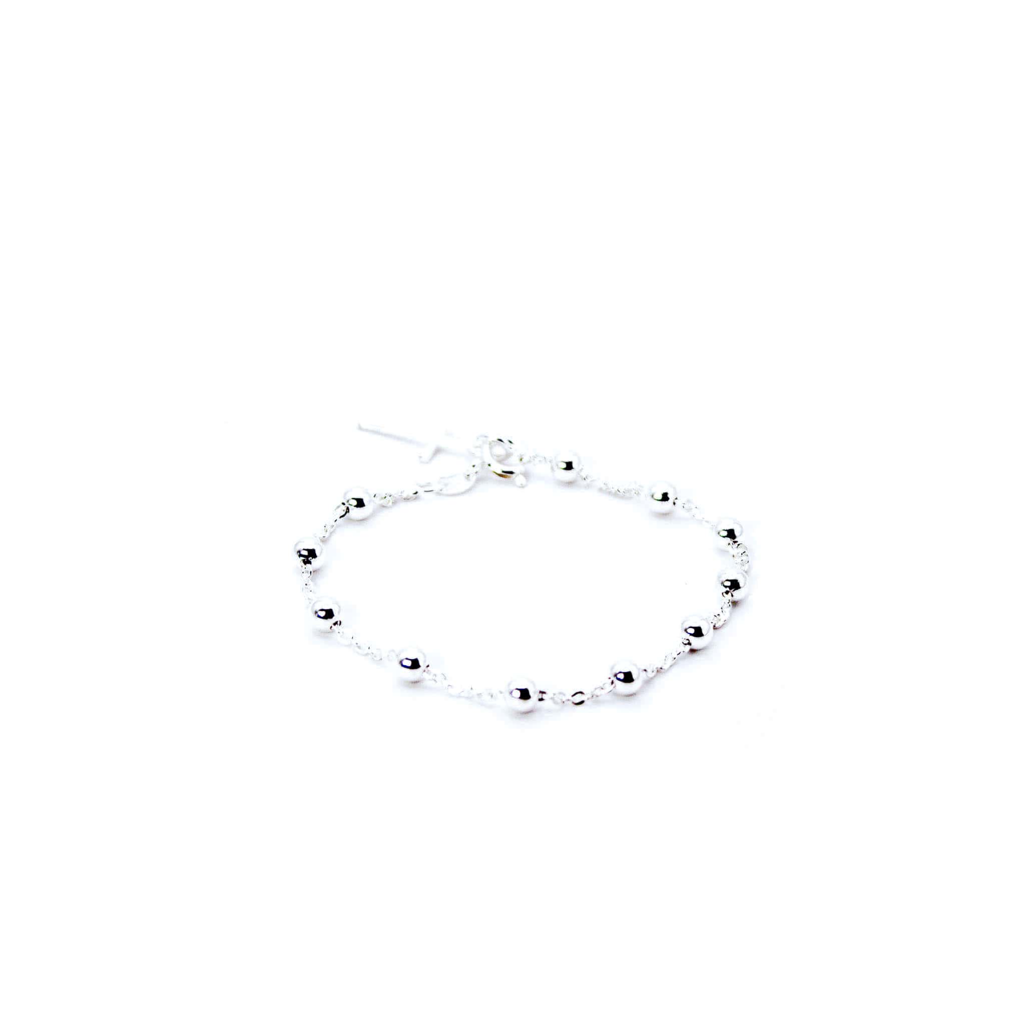 Pulsera 'Cruz y Esferas' Plata 925