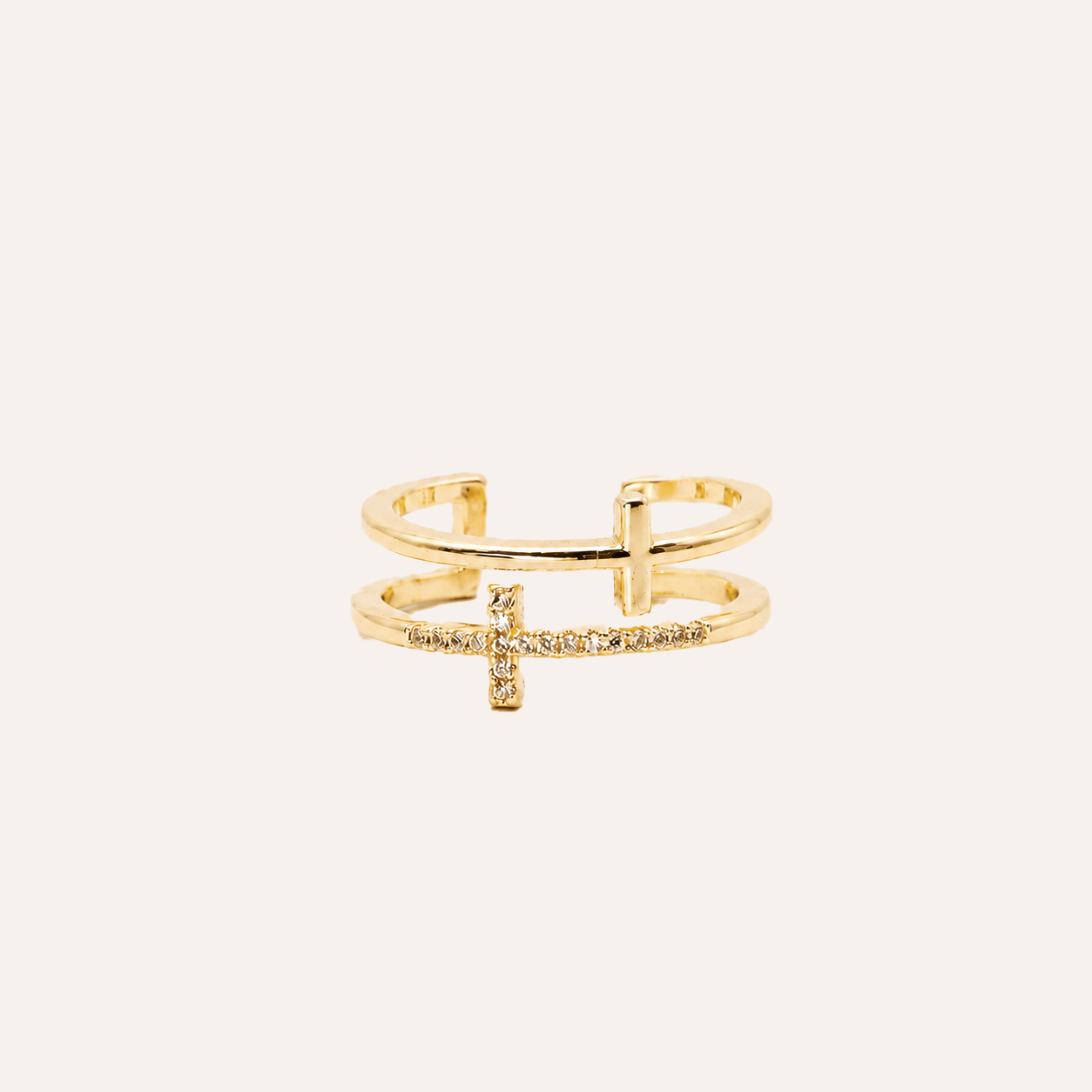 Anillo Cruces de Luz baño oro