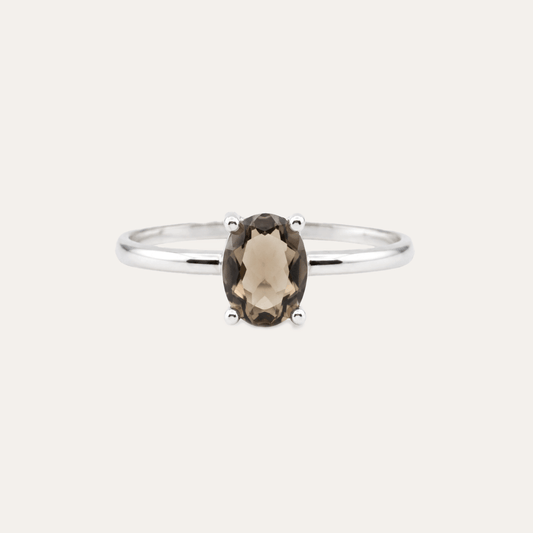 Anillo Lyra Cuarzo Ahumado