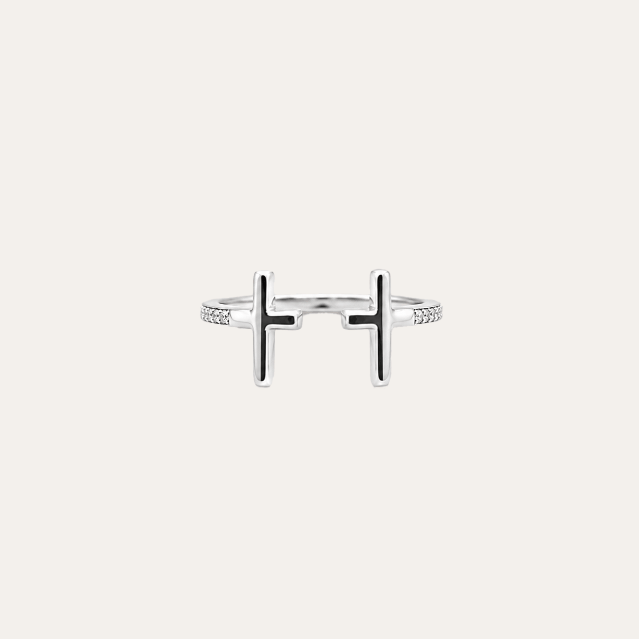 Anillo Dos Cruces Plata 925