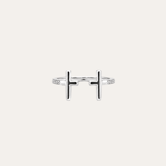 Anillo Dos Cruces Plata 925