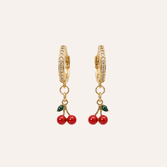 Aros Cereza Mini Baño oro