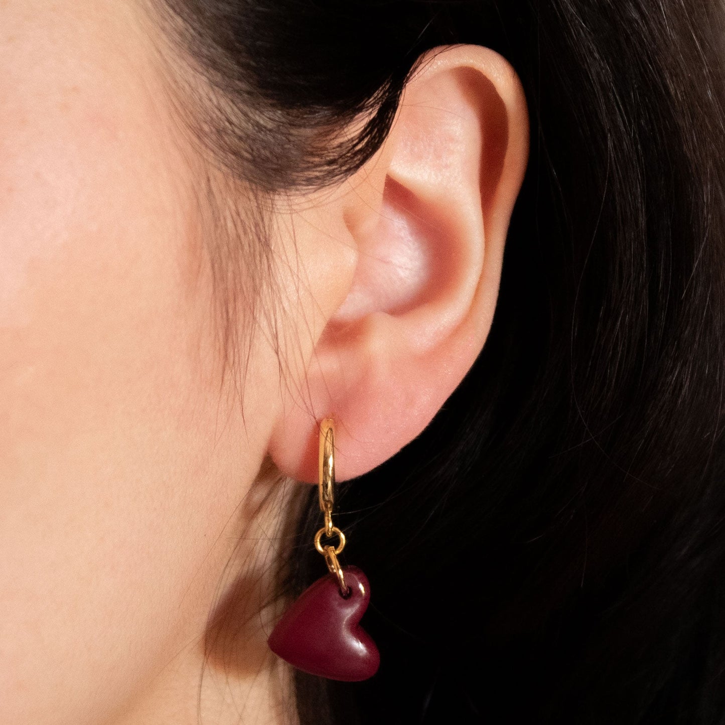 Aros Corazón Borgoña Modelo