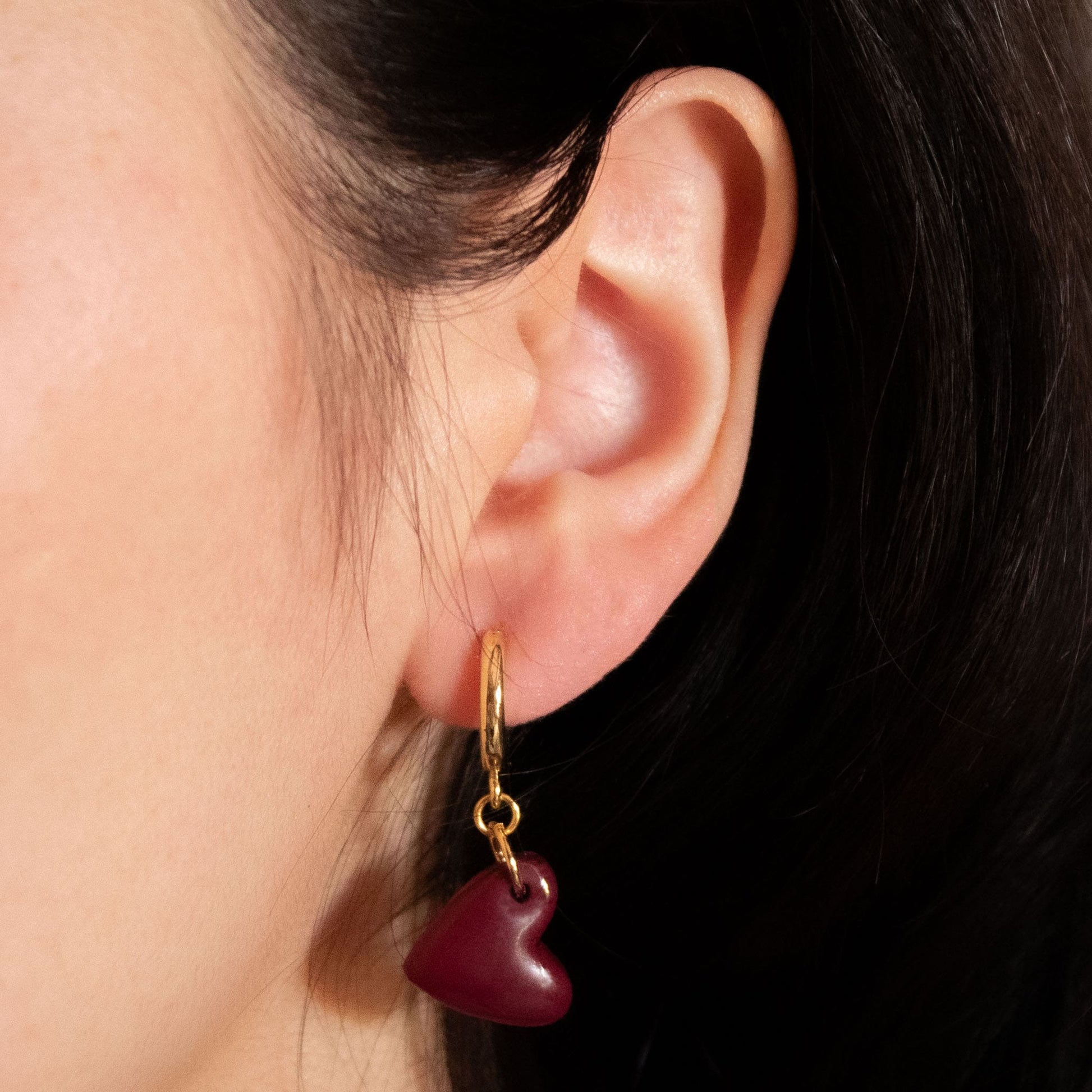 Aros Corazón Borgoña Modelo
