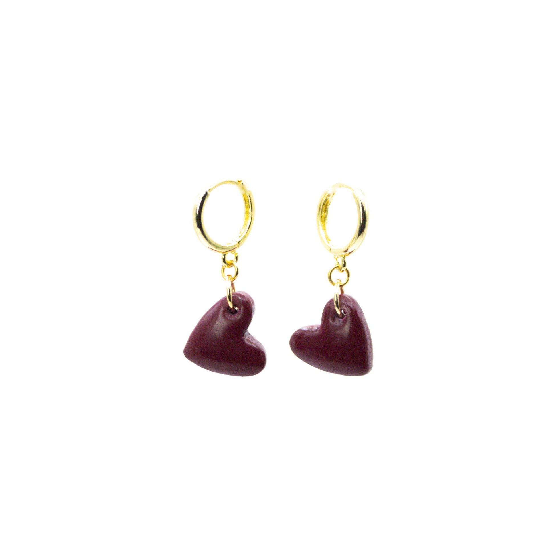 Aros Corazón Borgoña Handmade