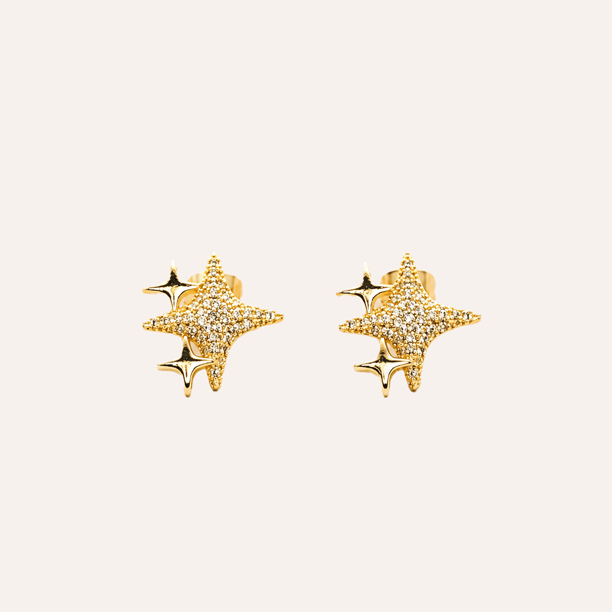 Aros Estrellas Radiantes baño oro