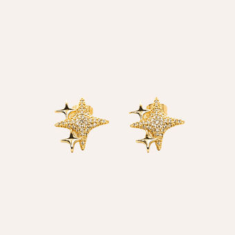 Aros Estrellas Radiantes baño oro
