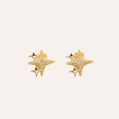 Aros Estrellas Radiantes baño oro