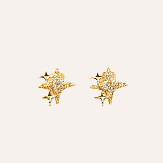 Aros Estrellas Radiantes baño oro