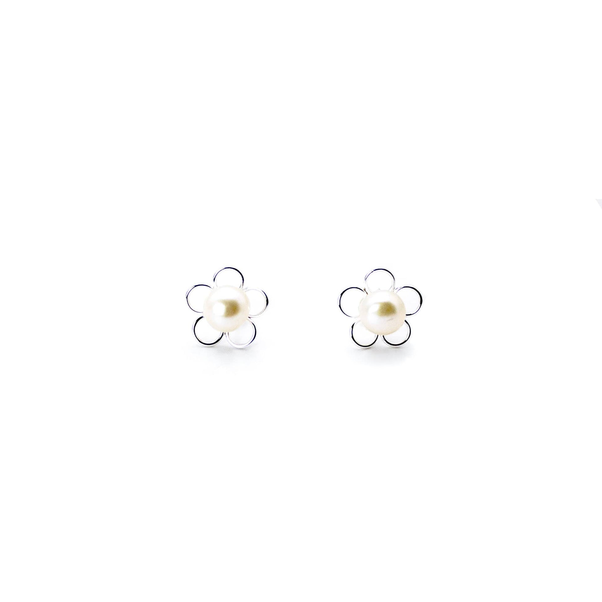 Aros Flor de Perla Plata 925