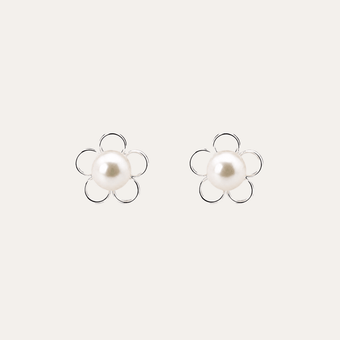 Aros Flor de Perla plata 925