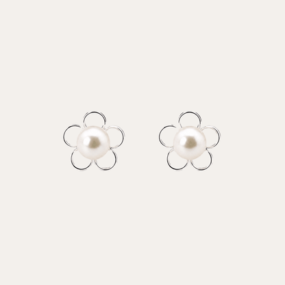 Aros Flor de Perla plata 925