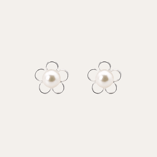 Aros Flor de Perla plata 925
