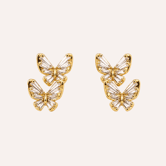 Aros Mariposas Baño Oro