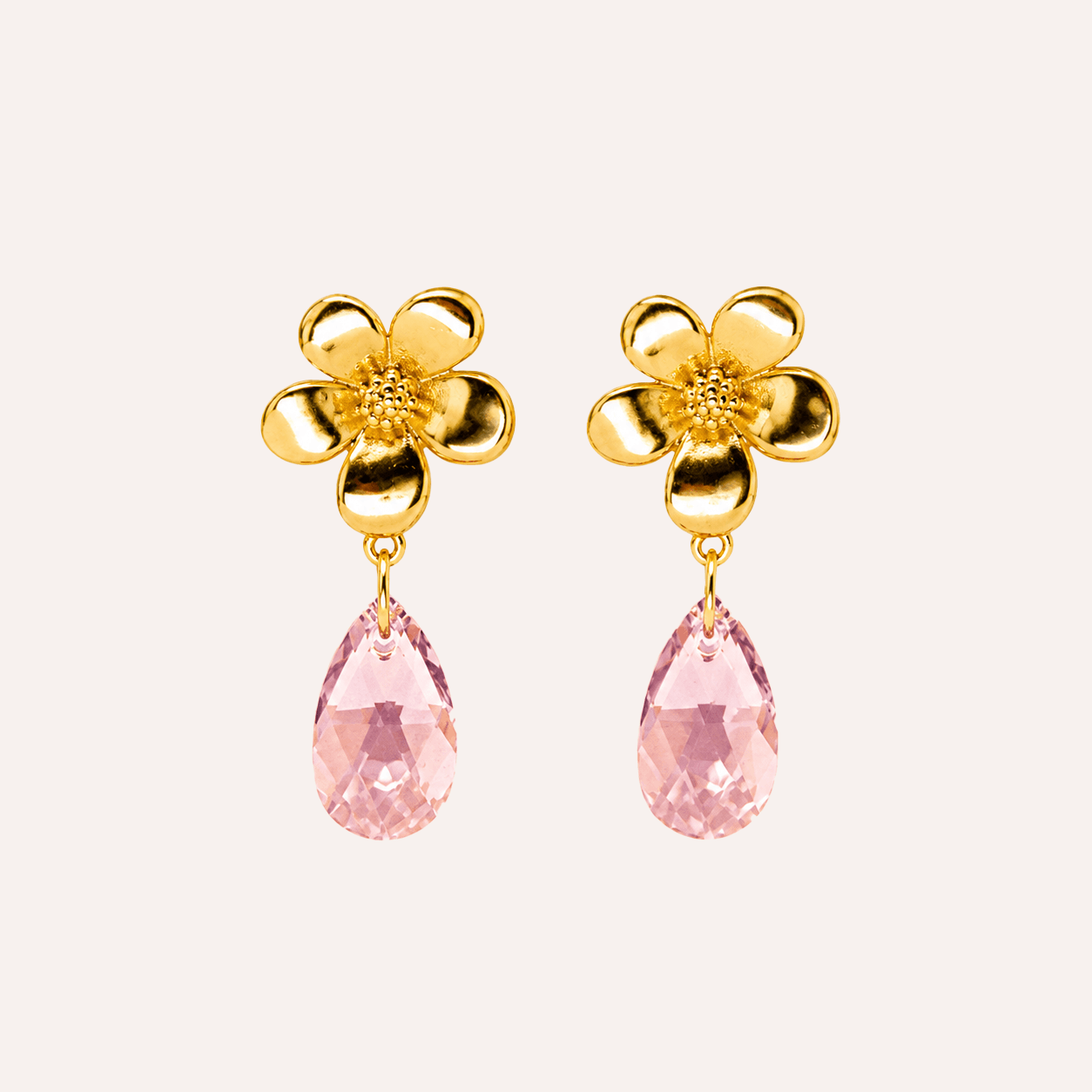 Aros Orquidea Rosa Bano Oro