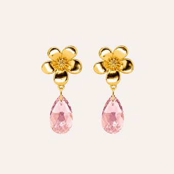 Aros Orquidea Rosa Bano Oro