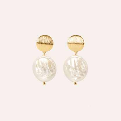 Aros Perla Paraiso Bano Oro