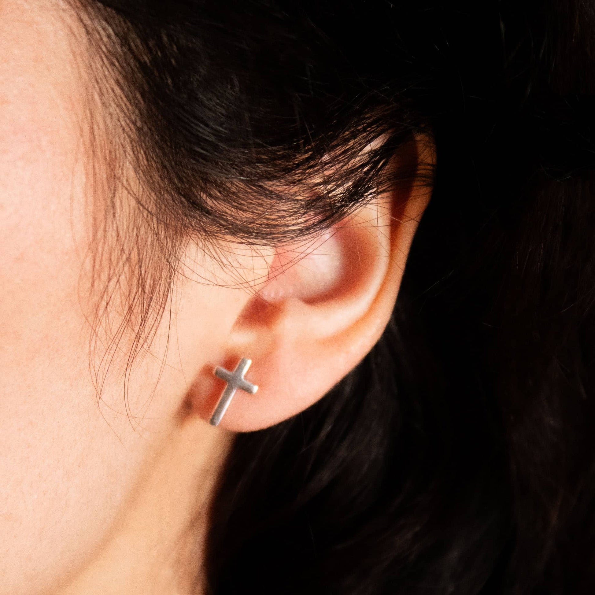 Aros Plata 925 Cruz de Amor modelo