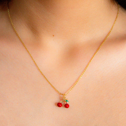 Collar Baño Oro Cerezas Modelo