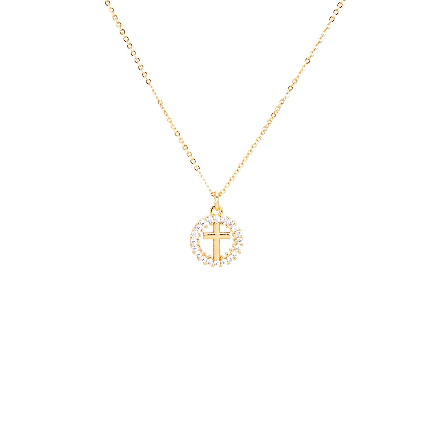 Collar Baño de Oro Cruz Coronada Circones