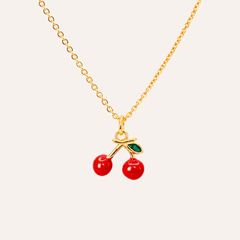Collar Cerezas Bano Oro
