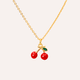 Collar Cerezas Bano Oro