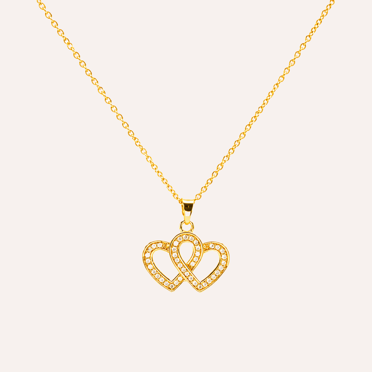 Collar Corazones unidos baño oro