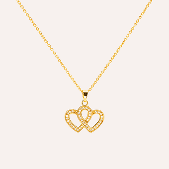 Collar Corazones unidos baño oro