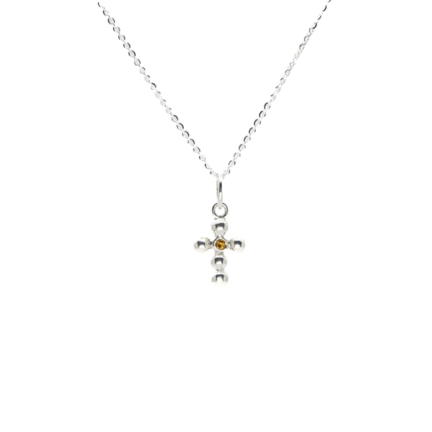 Collar Cruz Agnus Turmalina naranja