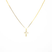 Collar Cruz Mosaico Baño en Oro