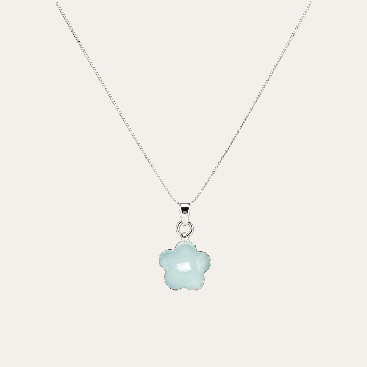 Collar Flor calcedonia plata 925