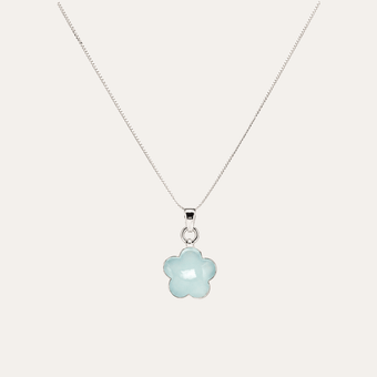 Collar Flor calcedonia plata 925