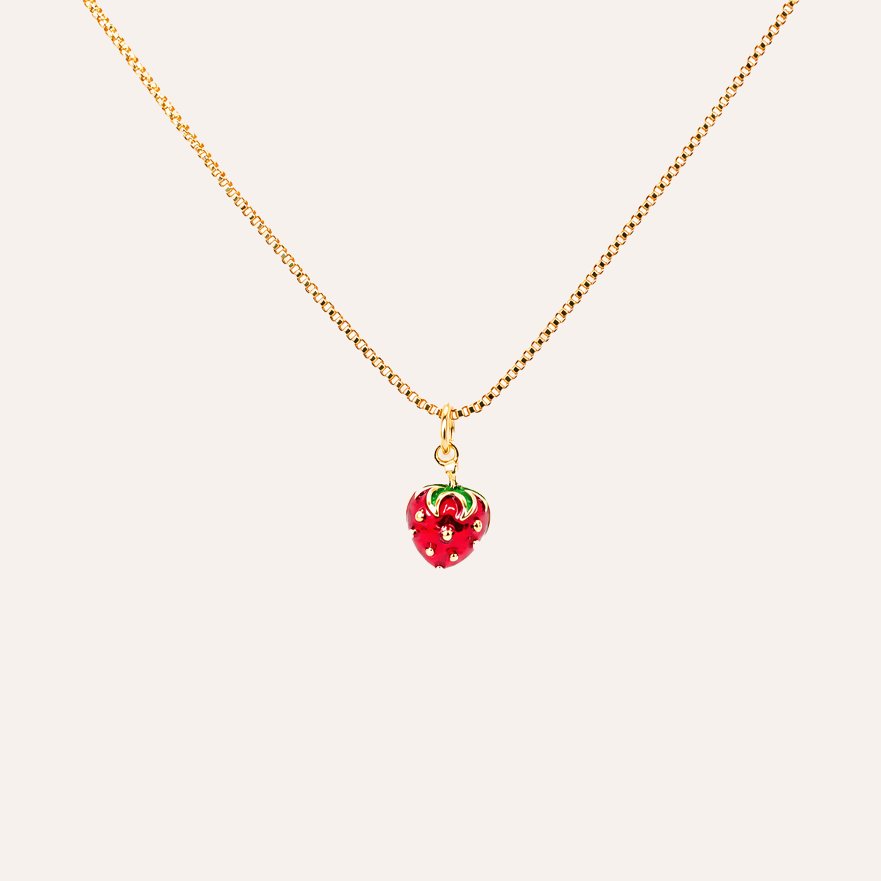 Collar Frutilla Baño Oro