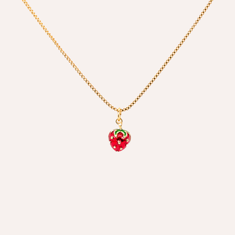 Collar Frutilla Baño Oro