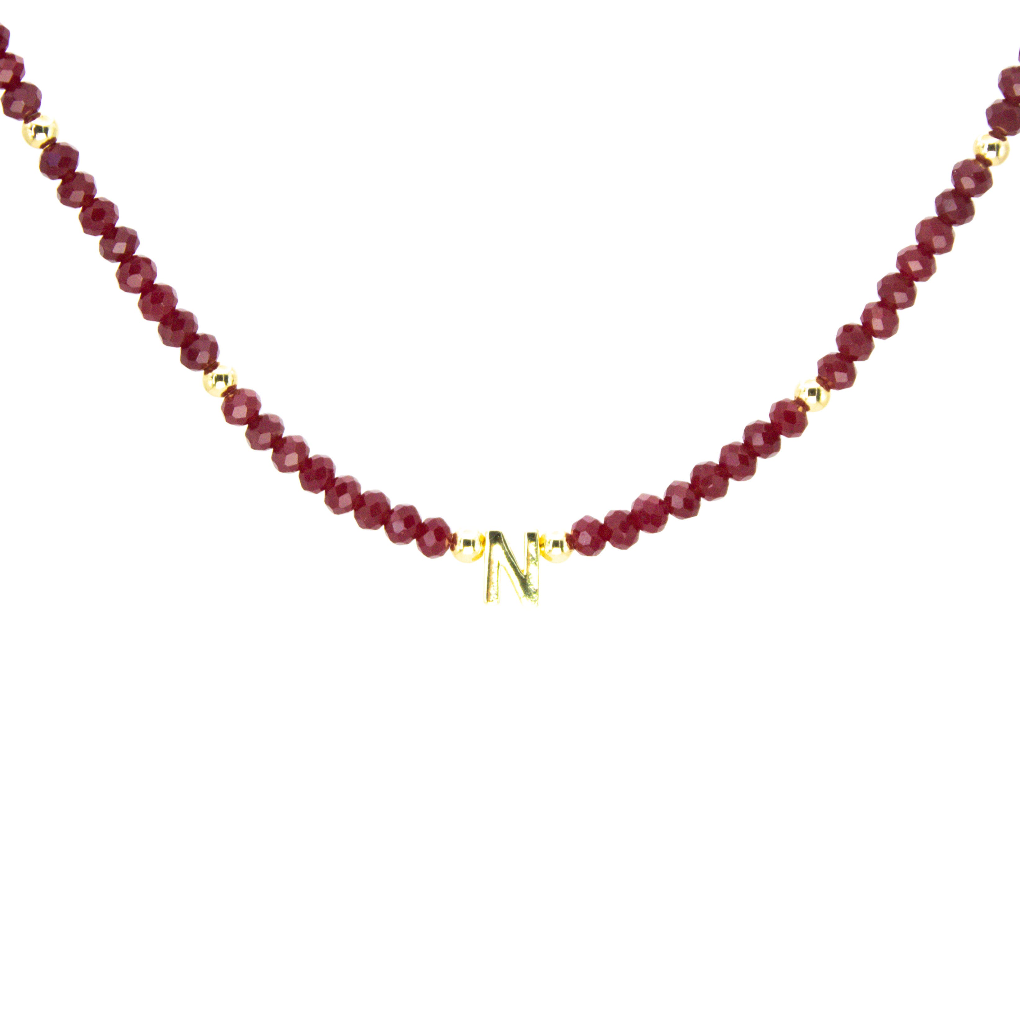 Collar Inicial Cristales Rojo