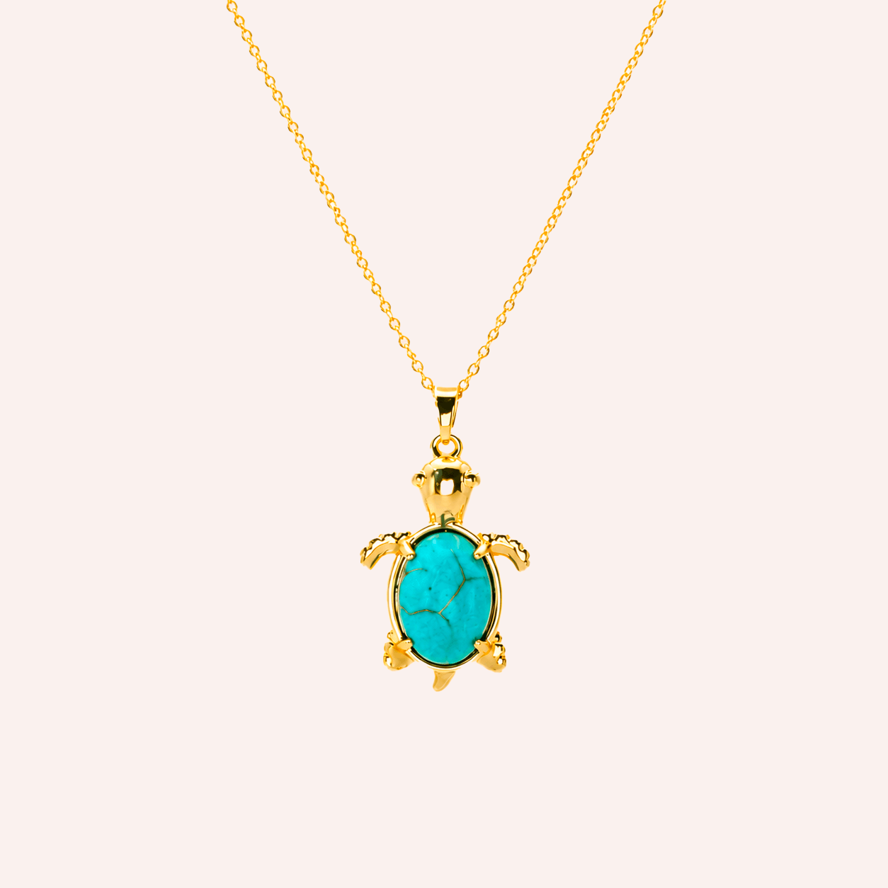 Collar Tortuga Turquesa Baño Oro
