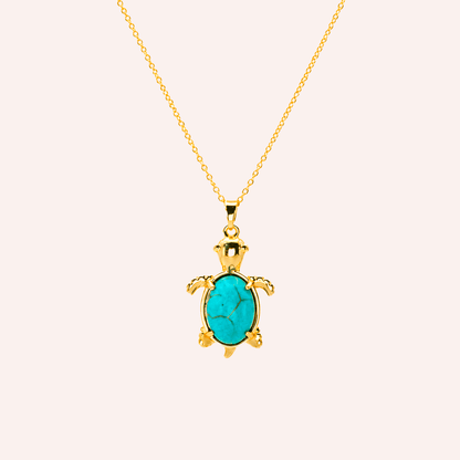 Collar Tortuga Turquesa Baño Oro