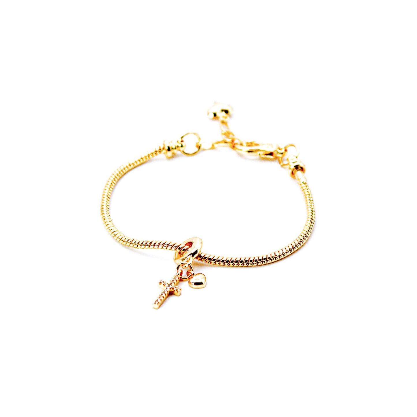 Pulsera y Charm Baño de Oro Cruz de Paz
